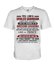 YES I AM A SPOILED GRANDSON V-Neck T-Shirt tile