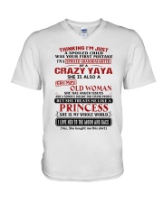 SHE IS MY WHOLE WORLD - GIFT FOR GRANDDAUGHTER V-Neck T-Shirt tile
