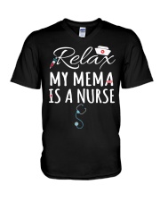 RELAX MY MEMA IS A NURSE - GIFT FOR GRANDKIDS V-Neck T-Shirt tile