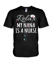 RELAX MY NANA IS A NURSE - BEST GIFT FOR GRANDKIDS V-Neck T-Shirt tile