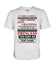 I AM A LUCKY GRANDDAUGHTER V-Neck T-Shirt tile