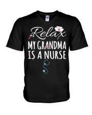 RELAX MY GRANDMA IS A NURSE V-Neck T-Shirt tile