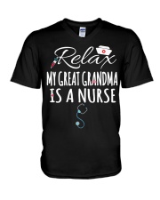 RELAX MY GREAT GRANDMA IS A NURSE - FOR GRANDKIDS V-Neck T-Shirt tile