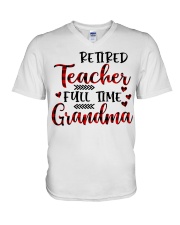 Retired Teacher Full Time Grandma - Perfect Gift For Grandma V-Neck T-Shirt tile