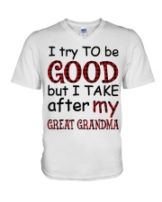 TAKE AFTER MY GREAT GRANDMA - GIFT FOR GRANDKIDS V-Neck T-Shirt tile