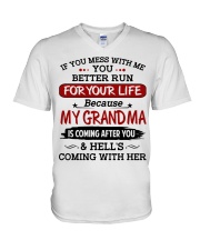 If You Mess With Me - Best Gift For Grandchild V-Neck T-Shirt tile