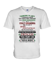 I'm A Spoiled Granddaughter Of A Crazy Grandpa V-Neck T-Shirt tile