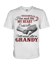 HOW MUCH LOVE MY HEART - BEST GIFT FOR GRANDY V-Neck T-Shirt tile