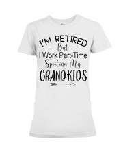 I'M RETIRED BUT I WORK PART-TIME Premium Fit Ladies Tee tile