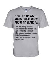 5 THINGS YOU SHOULD KNOW ABOUT MY GRANDMA V-Neck T-Shirt tile