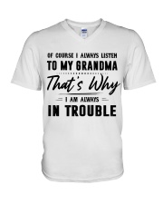 I ALWAYS LISTEN TO MY GRANDMA V-Neck T-Shirt tile