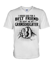 I Asked God For A Best Friend - Great Gift For Grandma V-Neck T-Shirt tile