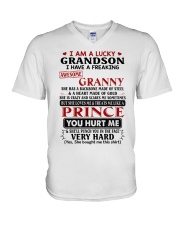 I AM A LUCKY GRANDSON - BEST GIFT FOR GRANDSON V-Neck T-Shirt tile