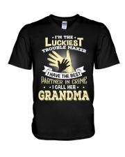 I'M THE LUCKIEST - WONDERFUL GIFT FROM GRANDMA TO GRANDDAUGHTER V-Neck T-Shirt tile