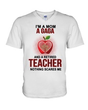I'm A Mom A Gaga And A Retired Teacher V-Neck T-Shirt tile