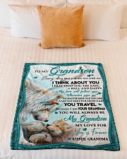 I THINK ABOUT YOU - BEST GIFT FOR GRANDSON Small Fleece Blanket - 30" x 40" aos-coral-fleece-blanket-30x40-lifestyle-front-04