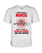 JUST LIKE A REGULAR NURSE ONLY WAY HAPPIER V-Neck T-Shirt tile
