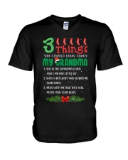 3 THINGS YOU SHOULD KNOW ABOUT MY GRANDMA V-Neck T-Shirt tile