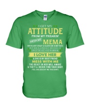 I Get My Attitude From My Freakin' Awesome Mema - Best Gift For Grandson V-Neck T-Shirt tile