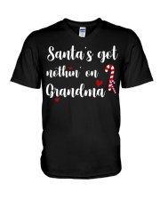 SANTA'S GOT NOTHIN' ON GRANDMA - GIFT FOR GRANDKID V-Neck T-Shirt tile