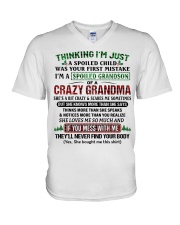 I'm A Spoiled Grandson Of A Crazy Grandma V-Neck T-Shirt tile