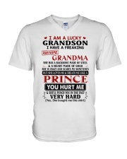 I AM A LUCKY GRANDSON V-Neck T-Shirt tile