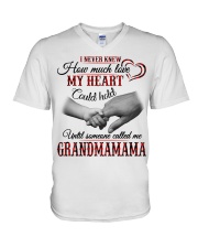 NEVER KNEW HOW MUCH LOVE MY HEART - GRANDMAMAMA V-Neck T-Shirt tile