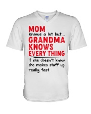 GRANDMA KNOWS EVERY THING - GIFT FOR GRANDCHILDREN V-Neck T-Shirt tile