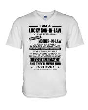 SHE LOVES ME SO MUCH - LOVELY GIFT FOR SON-IN-LAW V-Neck T-Shirt tile