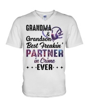LOVELY SHIRT FOR YOUR GRANDSON AND GRANDMA V-Neck T-Shirt tile