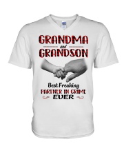 BEST FREAKING PARTNER IN CRIME - GIFT FOR GRANDMA V-Neck T-Shirt tile