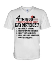 4 THINGS YOU SHOULD KNOW ABOUT MY GRANDMA V-Neck T-Shirt tile