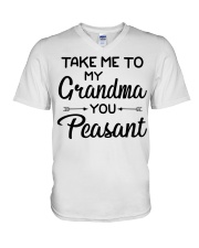 Take Me To My Grandma You Peasant V-Neck T-Shirt tile