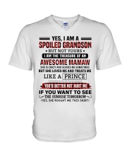 YES I AM A SPOILED GRANDSON V-Neck T-Shirt tile
