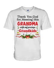 Thank You God For Blessing This Grandma With My Precious Grandkids V-Neck T-Shirt tile