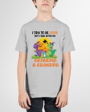 I Try To Be Good But I Take After My Grandma & Grandpa Youth T-Shirt garment-youth-tshirt-front-01