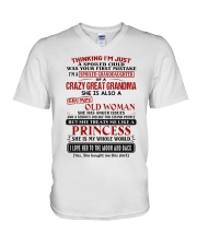 SHE IS MY WHOLE WORLD - GIFT FOR GRANDDAUGHTER V-Neck T-Shirt tile