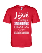 LOVE IS BEING A MOM GRANDMA AND GREAT-GRANDMA V-Neck T-Shirt tile