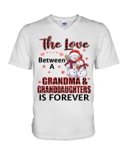 The Love Between A Grandma And Granddaughters Is Forever V-Neck T-Shirt tile