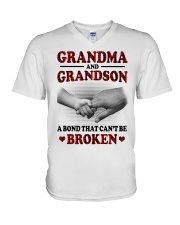 CAN'T BE BROKEN - GIFT FOR GRANDMA AND GRANDSON V-Neck T-Shirt tile