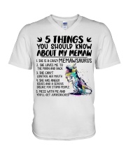 5 Things You Should Know About My Memaw - Best Gift For Grandkids V-Neck T-Shirt tile