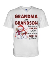 Grandma And Grandson Not Always Eye To Eye V-Neck T-Shirt tile