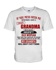 Mess With Me - Best Gift For Grandson From Grandma V-Neck T-Shirt tile