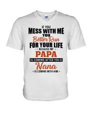 IF YOU MESS WITH ME - GREAT GIFT FOR GRANDCHILD V-Neck T-Shirt tile
