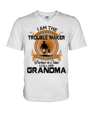 I Am The Luckiest - Best Gift For Granddau From Grandma V-Neck T-Shirt tile
