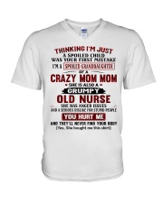 I'M A SPOILED GRANDDAUGHTER OF A CRAZY MOM MOM V-Neck T-Shirt tile