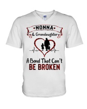 NONNA AND GRANDDAUGHTER A BOND CAN'T BE BROKEN V-Neck T-Shirt tile