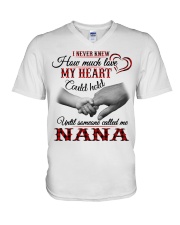 How Much Love My Heart - Perfect Gift For Nana V-Neck T-Shirt tile