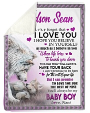 I LOVE YOU - GRANDSON GIFT WITH WOLF Sherpa Fleece Blanket tile