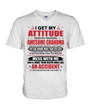 I Get My Attitude - Lovely Gift For Grandchildren V-Neck T-Shirt tile